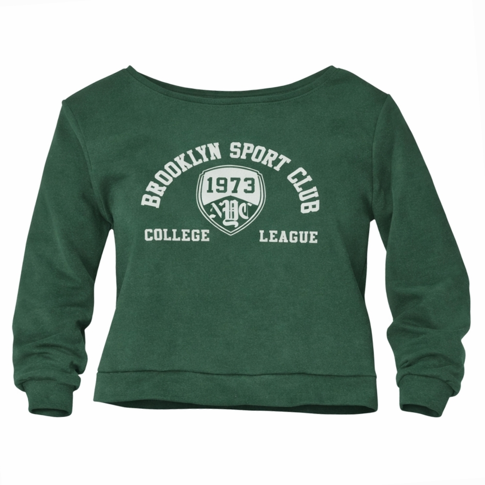 Love "Brooklyn Sport Club 1973" Relaxed Soft Graphic Sweatshirt‎ Green XL